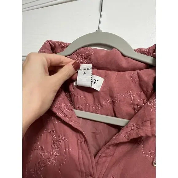 Vintage Graff Dusty Rose Pink Embroidered Lightweight Quilted Jacket - Picture 6 of 6
